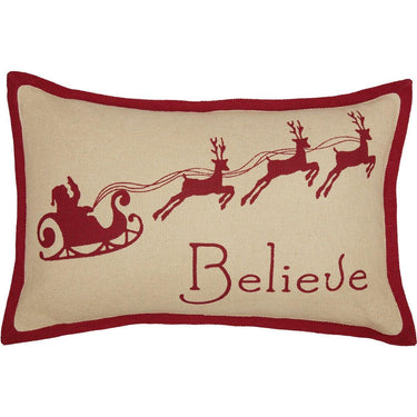 Burlap Santa Believe Pillow 14